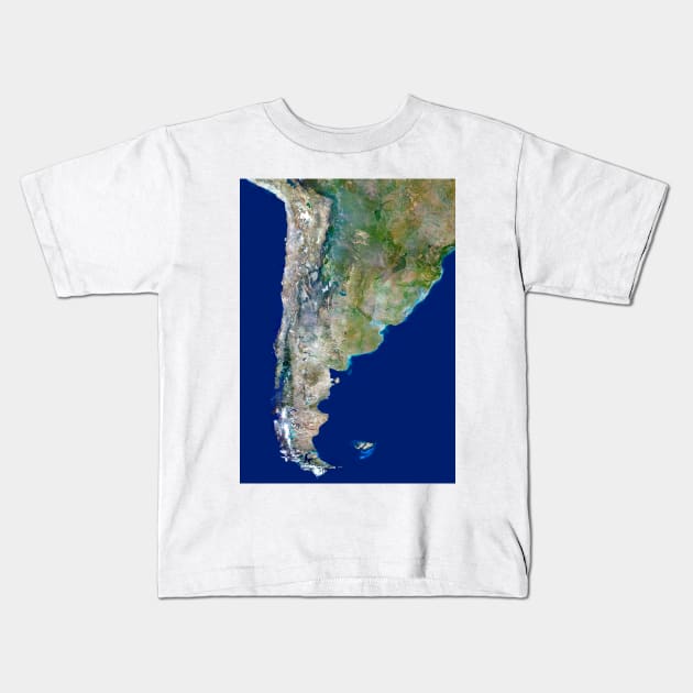 Chile and Argentina, satellite image (E070/0600) Kids T-Shirt by SciencePhoto